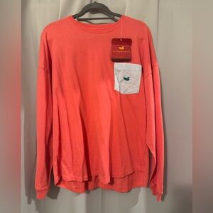 NWT Southern Marsh Coral & Blue Seersucker Rebecca Long Sleeve Spirit Jersey